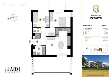 rzut mieszkanie na sprzedaż 57m2 mieszkanie Łódź, Widzew, Opolczyka 16