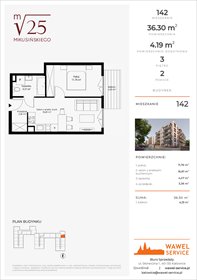 rzut mieszkanie na sprzedaż 36m2 mieszkanie Katowice, Mikusińskiego 25