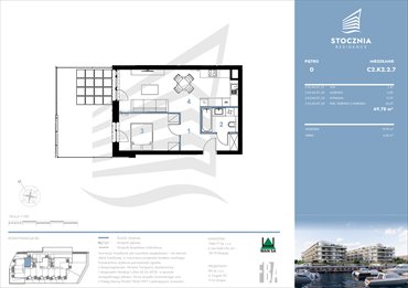 rzut mieszkanie na sprzedaż 50m2 mieszkanie Radziwie, ul. Popłacińska 42