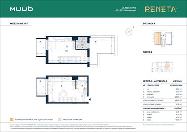 rzut mieszkanie na sprzedaż 49m2 mieszkanie Warszawa, Włochy, Nasienna 11