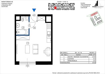 rzut mieszkanie na sprzedaż 29m2 mieszkanie Łódź, Retkinia, Maratońska 49C