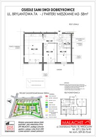 rzut mieszkanie na sprzedaż 58m2 mieszkanie Dobrzykowice, Brylantowa 7A