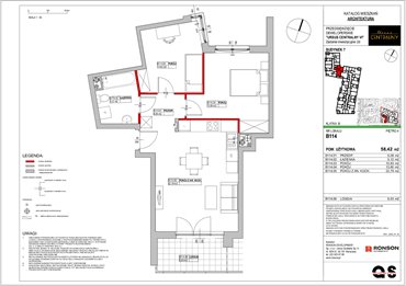 rzut mieszkanie na sprzedaż 58m2 mieszkanie Warszawa, Ursus, ul. Gierdziejewskiego 23