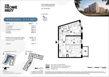 rzut mieszkanie na sprzedaż 52m2 mieszkanie Wrocław, Kleczków, ul. Czochralskiego/ Miłosza