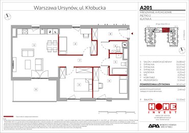 rzut mieszkanie na sprzedaż 83m2 mieszkanie Warszawa, Ursynów, ul. Kłobucka 23A