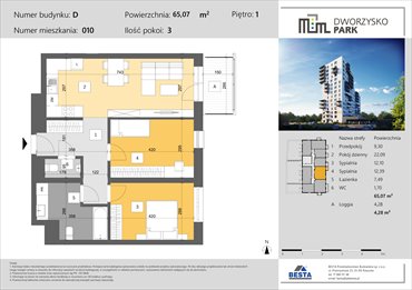 rzut mieszkanie na sprzedaż 65m2 mieszkanie Rzeszów, Przybyszówka, Dworzysko