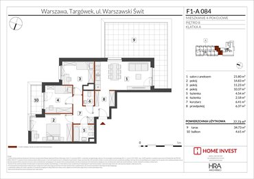 rzut mieszkanie na sprzedaż 78m2 mieszkanie Warszawa, ul. Warszawski Świt