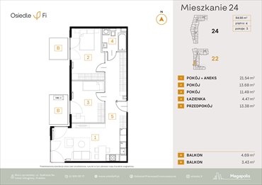rzut mieszkanie na sprzedaż 65m2 mieszkanie Kraków, Rzemieślnicza 22-24