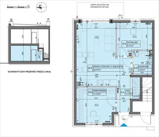 rzut mieszkanie na sprzedaż 52m2 mieszkanie Łódź, ul. Pabianicka