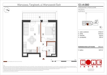 rzut mieszkanie na sprzedaż 38m2 mieszkanie Warszawa, Targówek, ul. Warszawski Świt