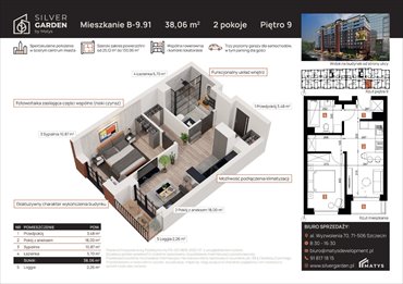 rzut mieszkanie na sprzedaż 38m2 mieszkanie Szczecin, Centrum, al. Wyzwolenia 70 / ul. Staszica 21