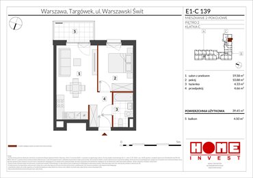 rzut mieszkanie na sprzedaż 39m2 mieszkanie Warszawa, Targówek, ul. Warszawski Świt