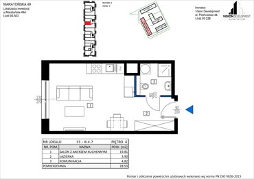 rzut mieszkanie na sprzedaż 29m2 mieszkanie Łódź, Retkinia, Maratońska 49C