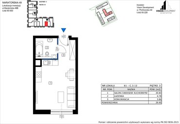 rzut mieszkanie na sprzedaż 29m2 mieszkanie Łódź, Retkinia, Maratońska 49C