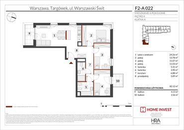 rzut mieszkanie na sprzedaż 82m2 mieszkanie Warszawa, ul. Warszawski Świt