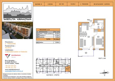 rzut mieszkanie na sprzedaż 42m2 mieszkanie Kraków, Krowodrza, Papierni Prądnickich 48