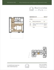 rzut mieszkanie na sprzedaż 33m2 mieszkanie Szczecin, DĄBIE, Racławicka 1