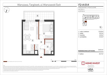 rzut mieszkanie na sprzedaż 36m2 mieszkanie Warszawa, ul. Warszawski Świt