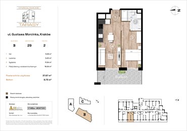 rzut mieszkanie na sprzedaż 38m2 mieszkanie Kraków, Wzgórza Krzesławickie, Gustawa Morcinka