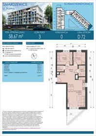 rzut mieszkanie na sprzedaż 59m2 mieszkanie SMARDZEWICE, WODNA