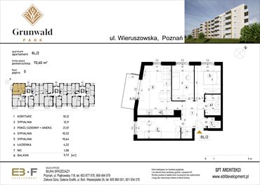 rzut mieszkanie na sprzedaż 71m2 mieszkanie Poznań, Grunwald, Wieruszowska 8