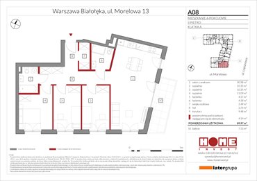 rzut mieszkanie na sprzedaż 90m2 mieszkanie Warszawa, Żerań, ul. Morelowa 13