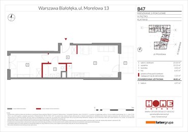 rzut mieszkanie na sprzedaż 49m2 mieszkanie Warszawa, Żerań, ul. Morelowa 13