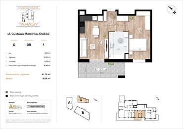 rzut mieszkanie na sprzedaż 42m2 mieszkanie Kraków, Wzgórza Krzesławickie, Gustawa Morcinka