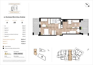 rzut mieszkanie na sprzedaż 59m2 mieszkanie Kraków, Wzgórza Krzesławickie, Gustawa Morcinka