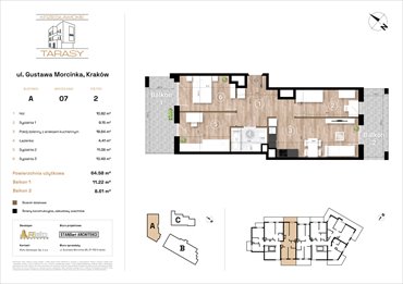 rzut mieszkanie na sprzedaż 65m2 mieszkanie Kraków, Wzgórza Krzesławickie, Gustawa Morcinka