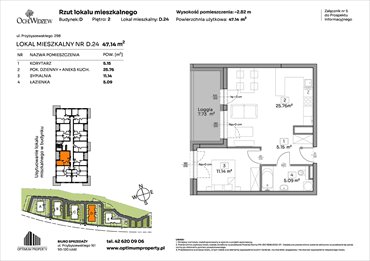 rzut mieszkanie na sprzedaż 47m2 mieszkanie Łódź, Widzew, Przybyszewskiego 292-300