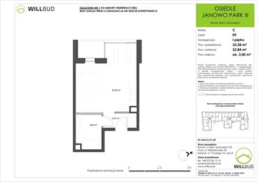rzut mieszkanie na sprzedaż 33m2 mieszkanie Rumia, Janowo, Błoń Janowskich