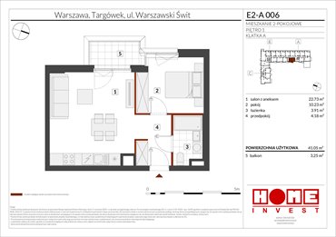 rzut mieszkanie na sprzedaż 41m2 mieszkanie Warszawa, Targówek, ul. Warszawski Świt