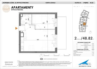 rzut mieszkanie na sprzedaż 49m2 mieszkanie Jastrzębia Góra, Wypoczynkowa