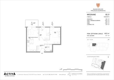 rzut mieszkanie na sprzedaż 48m2 mieszkanie Pruszcz Gdański, ul. Grunwaldzka 71B, 71C