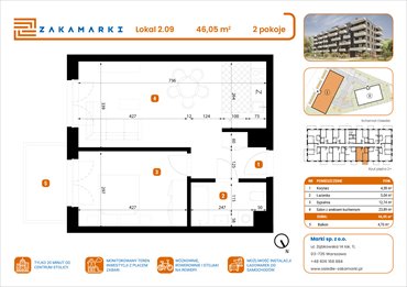 rzut mieszkanie na sprzedaż 46m2 mieszkanie Marki, Aleja Józefa Piłsudskiego 102