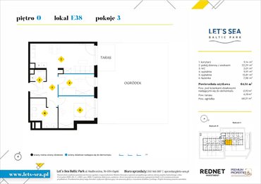 rzut mieszkanie na sprzedaż 64m2 mieszkanie Gąski, Nadbrzeżna 52