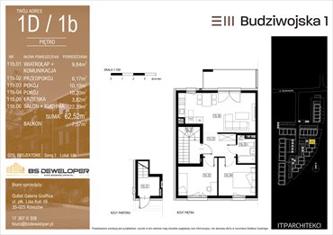 rzut mieszkanie na sprzedaż 63m2 mieszkanie Rzeszów, Budziwojska 3