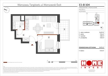 rzut mieszkanie na sprzedaż 34m2 mieszkanie Warszawa, Targówek, ul. Warszawski Świt