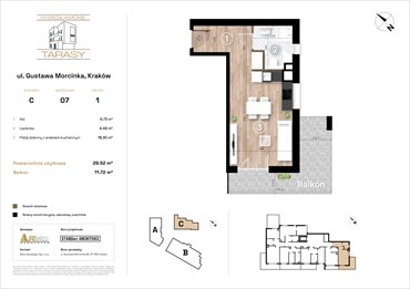 rzut mieszkanie na sprzedaż 30m2 mieszkanie Kraków, Wzgórza Krzesławickie, Gustawa Morcinka