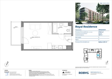 rzut mieszkanie na sprzedaż 28m2 mieszkanie Warszawa, Wilanów, Sarmacka