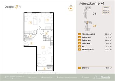 rzut mieszkanie na sprzedaż 70m2 mieszkanie Kraków, Rzemieślnicza 22-24