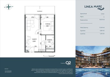 rzut mieszkanie na sprzedaż 37m2 mieszkanie Pobierowo, Karola Borka 6
