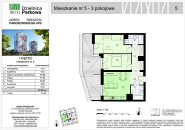 rzut mieszkanie na sprzedaż 67m2 mieszkanie Rzeszów, Paderewskeigo 51