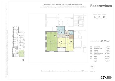 rzut mieszkanie na sprzedaż 67m2 mieszkanie Kraków, ul. Federowicza