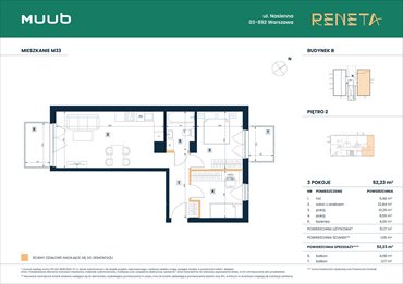 rzut mieszkanie na sprzedaż 52m2 mieszkanie Warszawa, Włochy, Nasienna 11