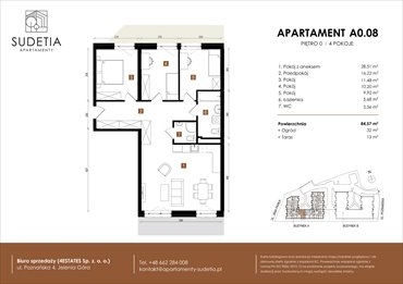 rzut mieszkanie na sprzedaż 85m2 mieszkanie Jelenia Góra, POZNAŃSKA 4