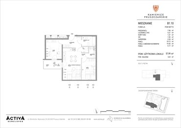 rzut mieszkanie na sprzedaż 58m2 mieszkanie Pruszcz Gdański, ul. Grunwaldzka 71B, 71C