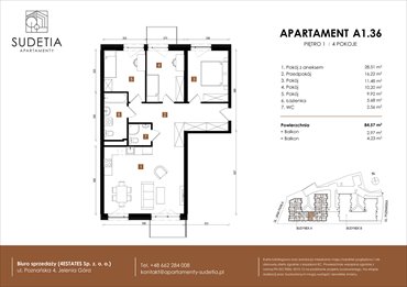 rzut mieszkanie na sprzedaż 85m2 mieszkanie Jelenia Góra, POZNAŃSKA 4