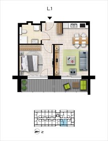 rzut mieszkanie na sprzedaż 44m2 mieszkanie Grzybowo, Nadmorska 98 -106